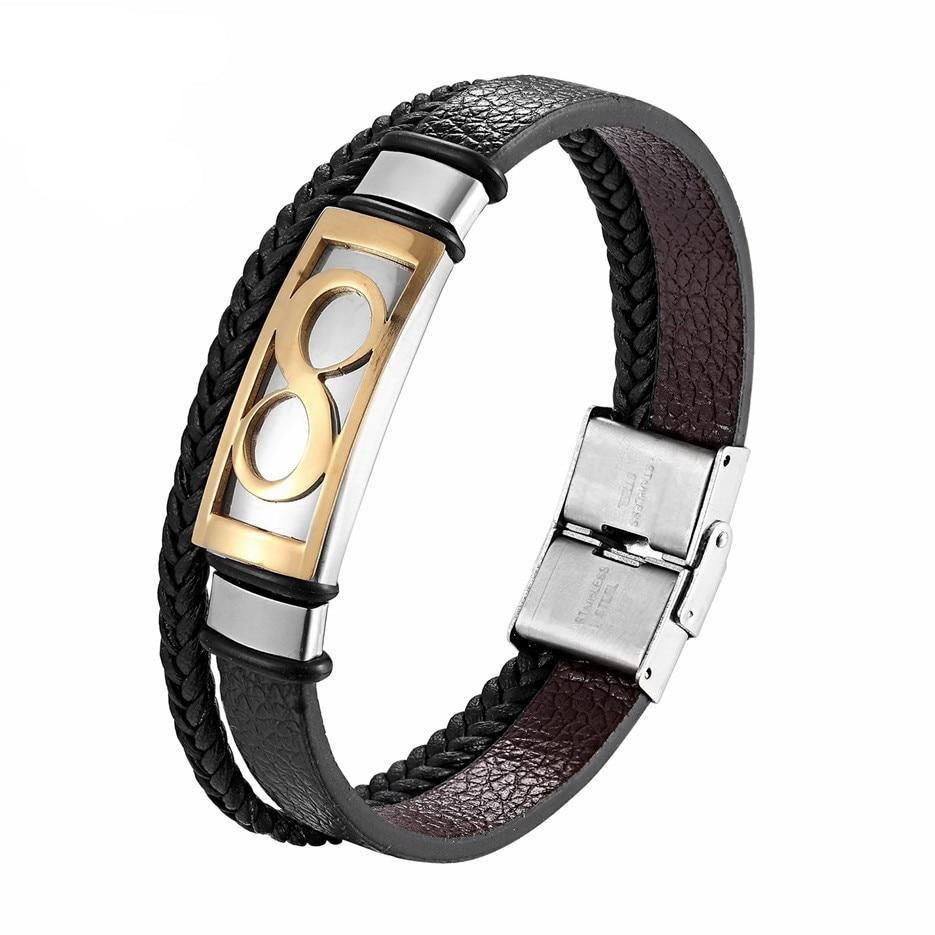 Bracelet Infini Noir John (Cuir) /  bracelet infinity gas