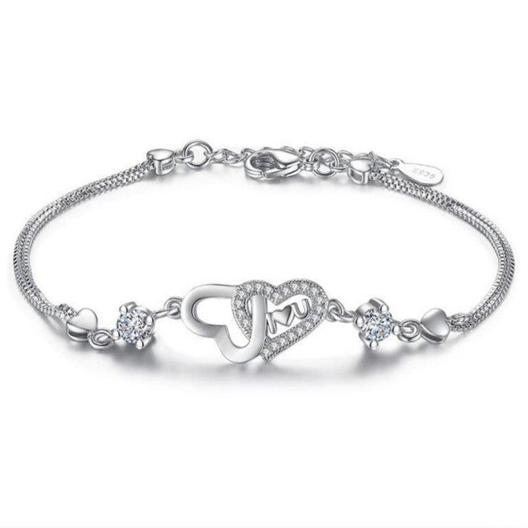 Bracelet Margot Avec 2 Cœurs argent