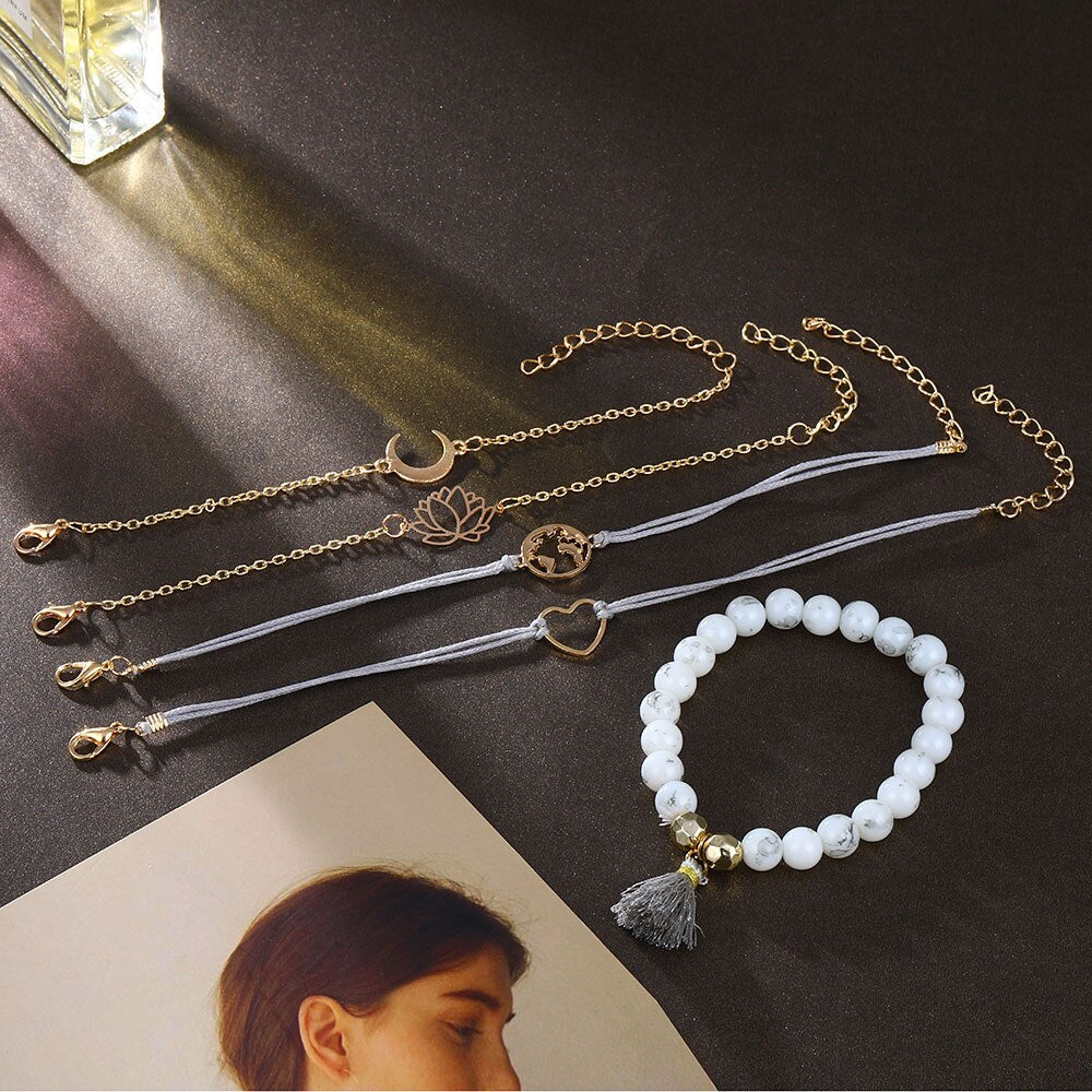 Bracelet Lotus Cœur Femme