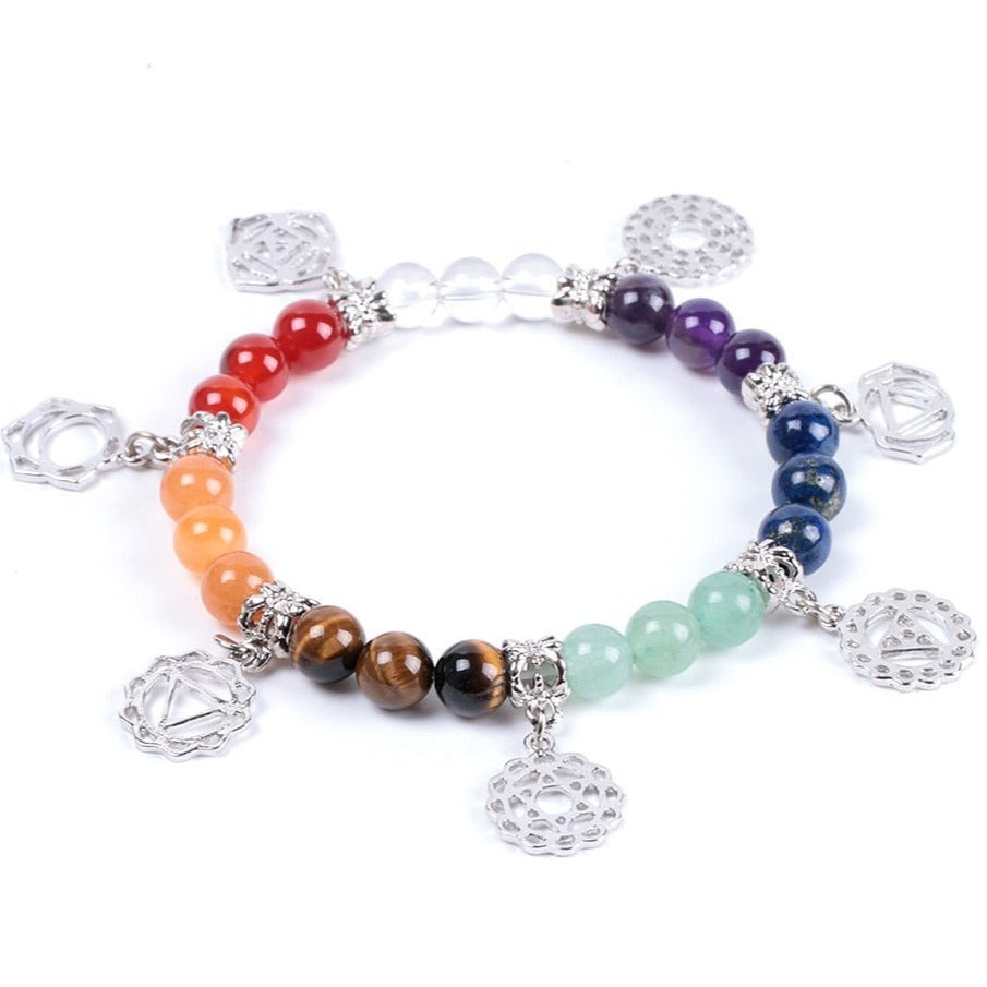 Bracelet 7 Chakras Femme En Perles Liberty,  bracelet avec 7 chakras