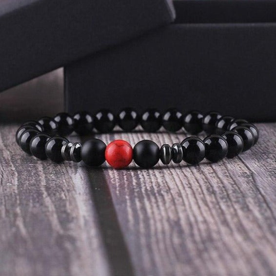 Bracelet Homme Perle Noir Mat