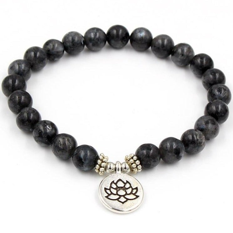 Bracelet Lotus Homme Noir vraies pierres