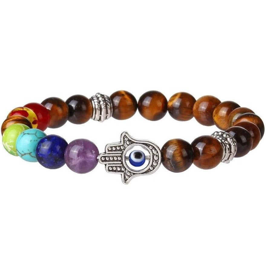 Bracelet 7 Chakras Œil De Tigre