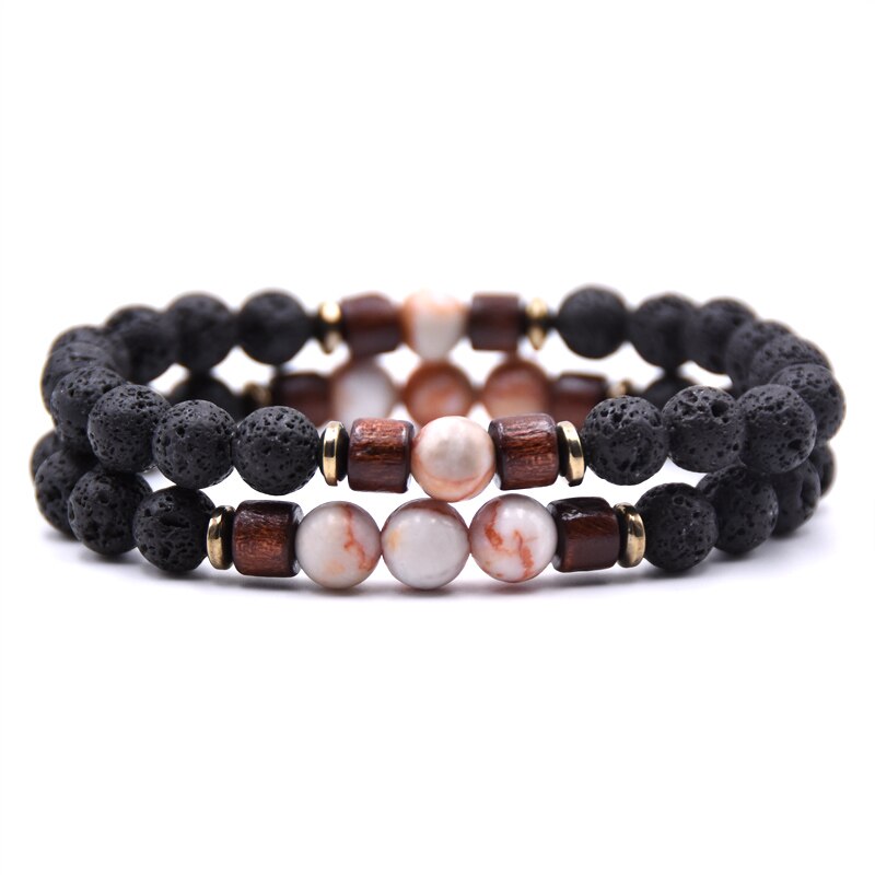 Bracelet Couple Pierre De Lave vibrant