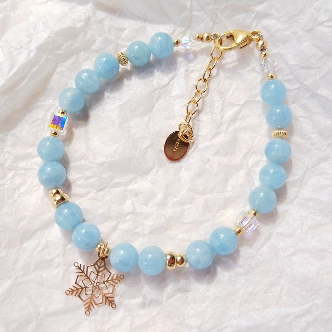 Bracelet En Or Et Perles d&#39;Aigue-Marine