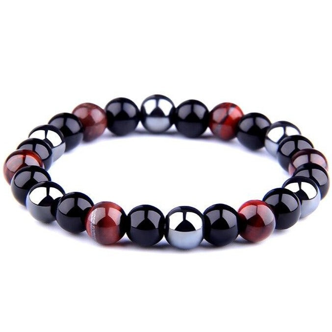 Bracelet De Protection Extrême Œil Du Tigre Et Obsidienne Et Hématite