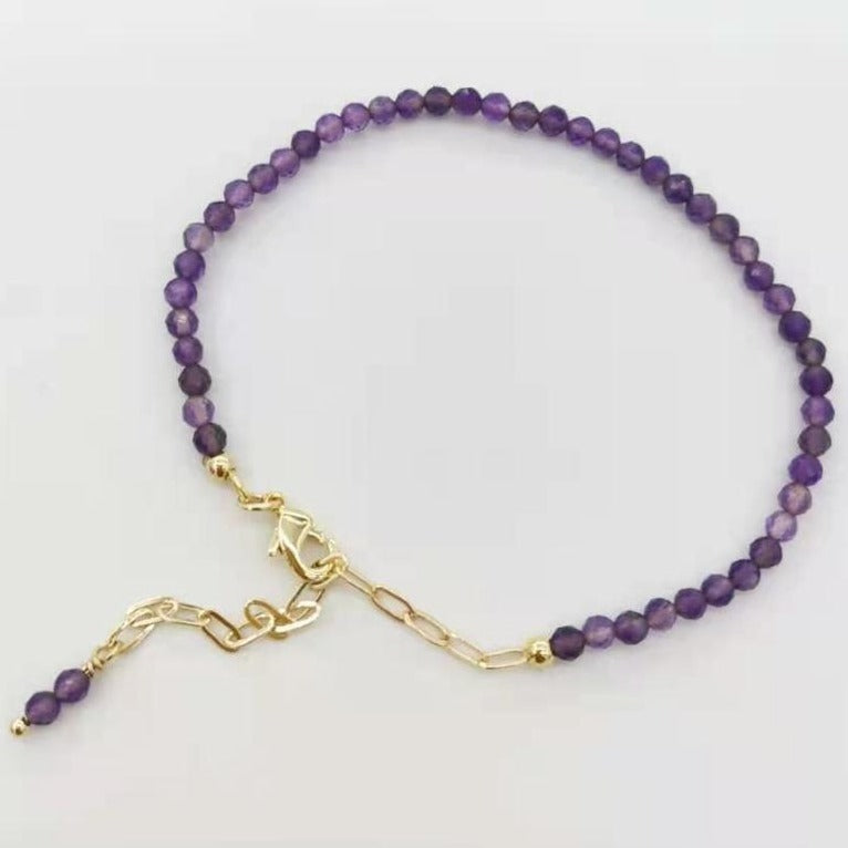 Bracelet En Or Et Perles D&#39;Améthyste