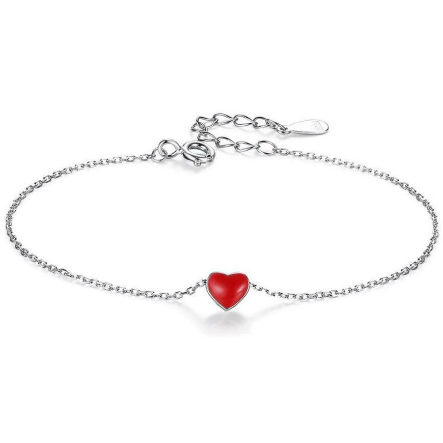 Bracelet En Argent Cœur Rose