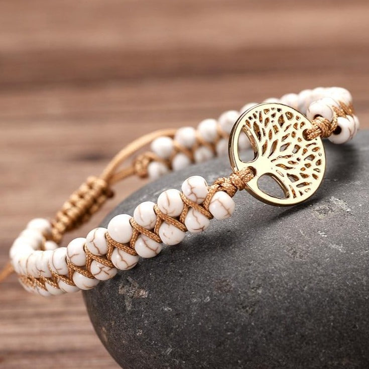 Bracelet Pour Femme En Howlite Blanche