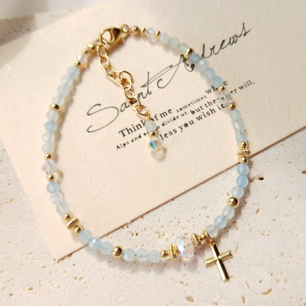 Bracelet De Protection En Perles D'Aigue-Marine