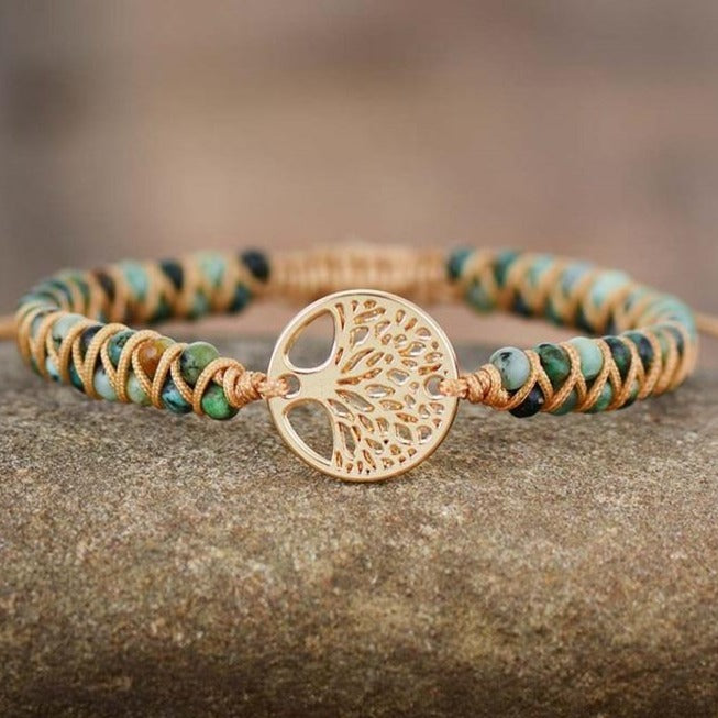 Bracelet Arbre De Vie En Jaspe Vert