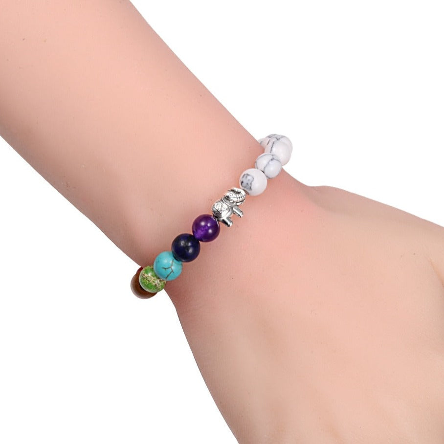 Bracelet Tibétain 7 Chakras Beatrice,  bracelet 7 chakras malachite