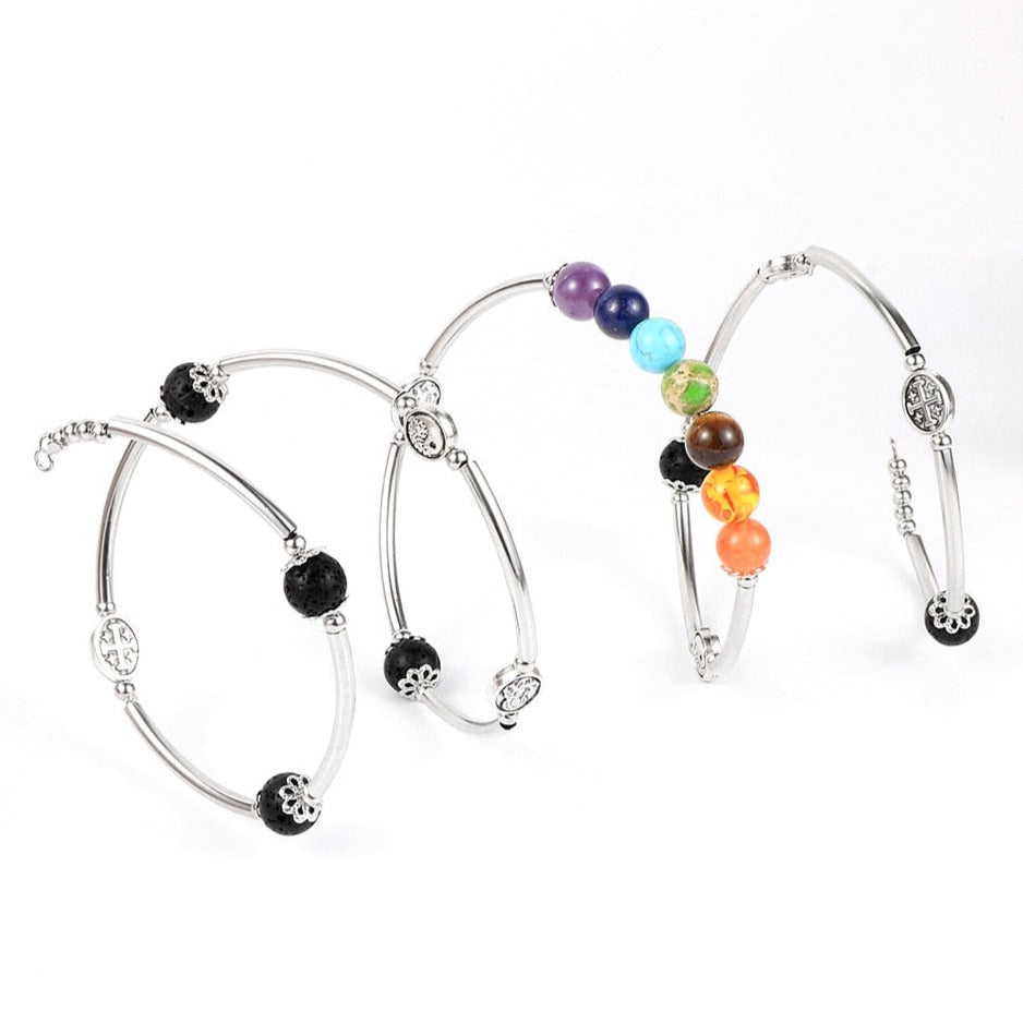 Bracelet 7 Chakras Vraies Pierres Pour Femme Camryn,  bracelet fin 7 chakras