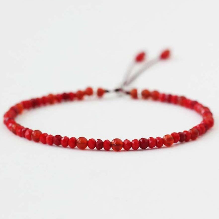 Bracelet En Agate Rouge Naturelle