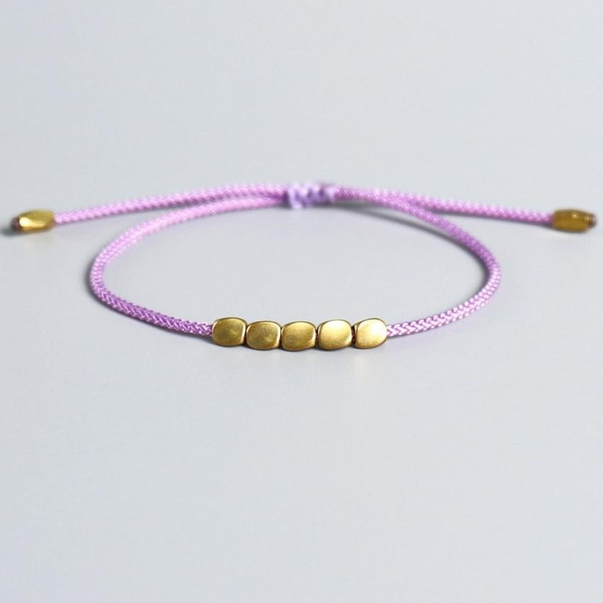 Bracelet Tibétain Tressé Avec Perles De Cuivre