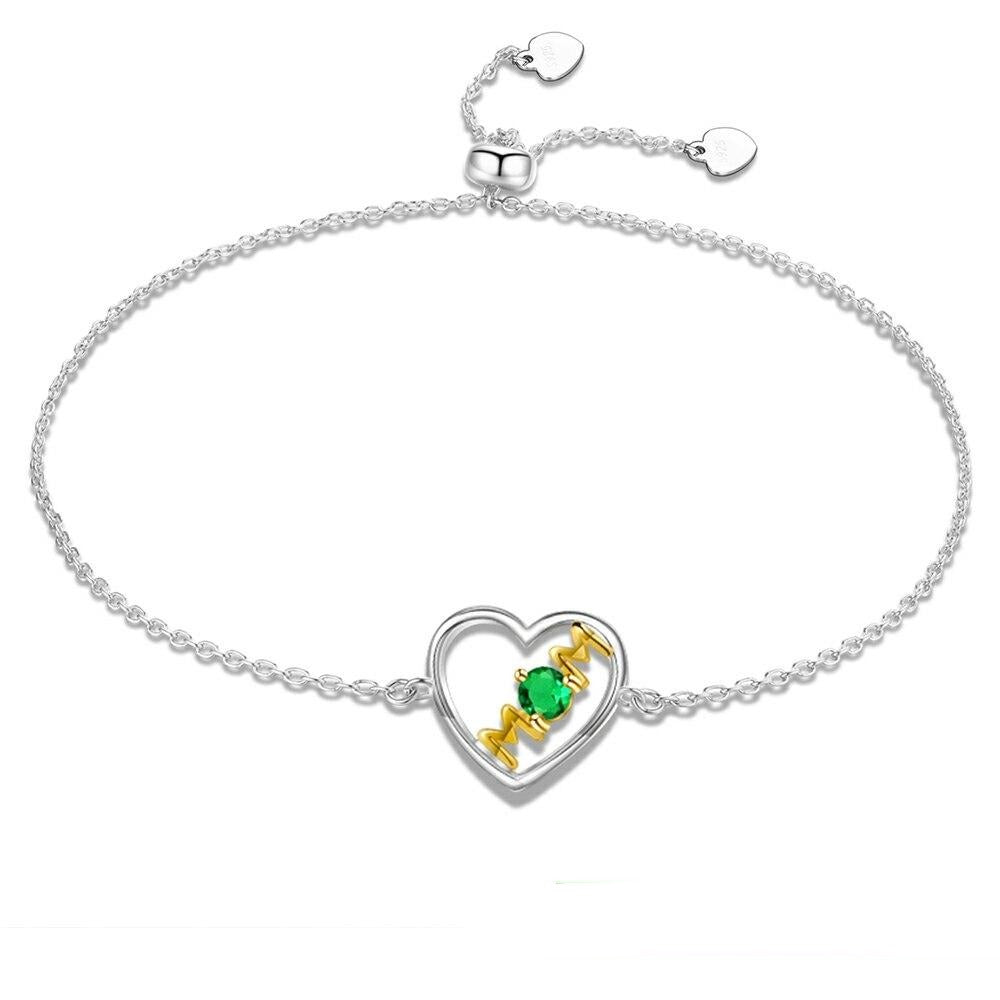 Bracelet Cœur Maman (Mois de Naissance) fête des mères