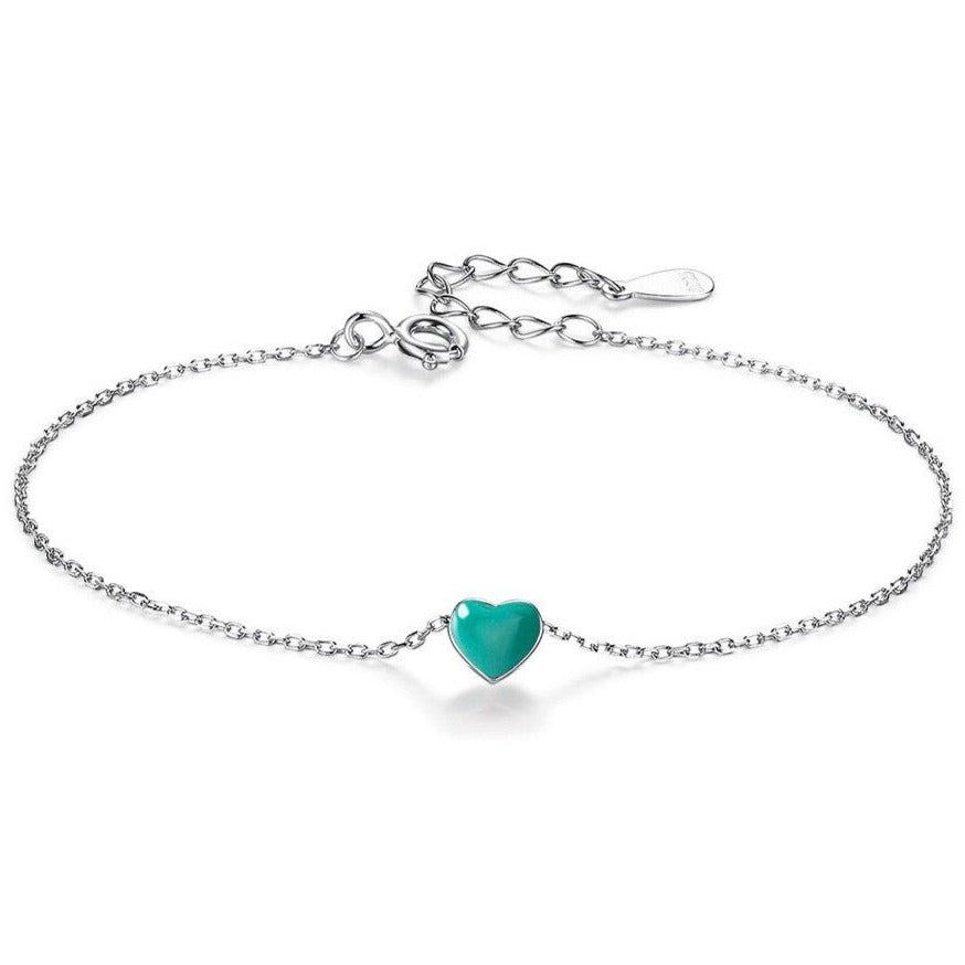 Bracelet En Argent Cœur Rose