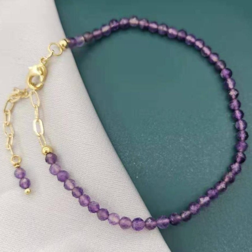 Bracelet En Or Et Perles D&#39;Améthyste