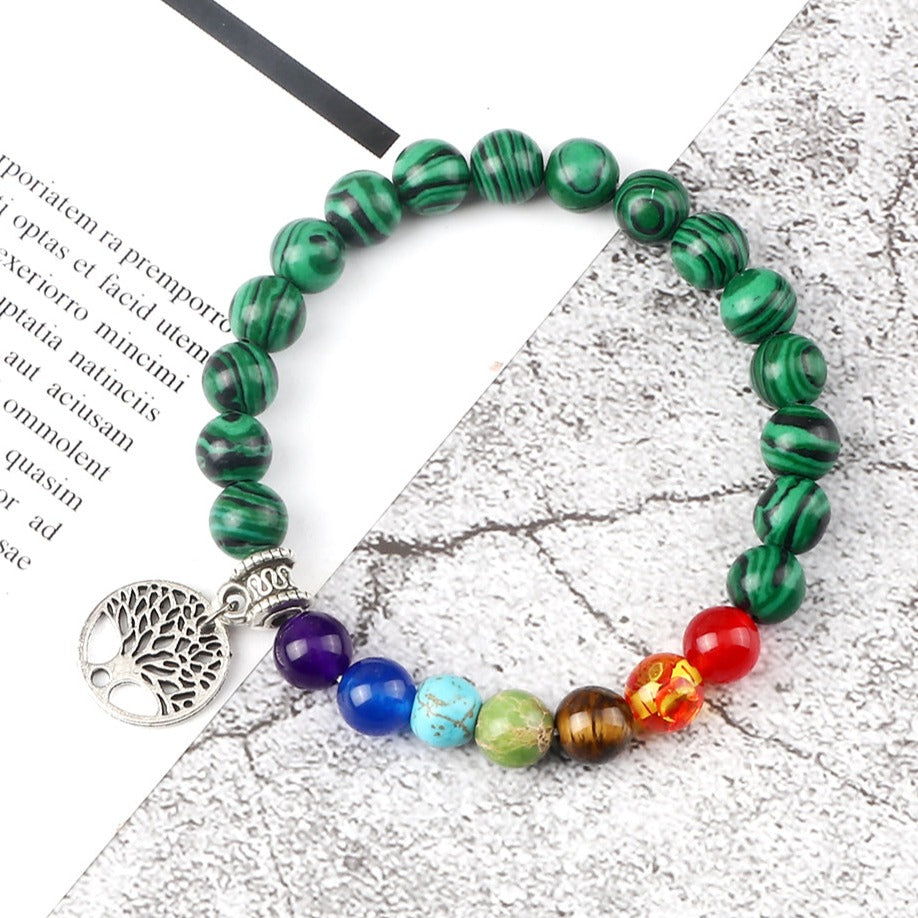Bracelet 7 Chakras Avec Arbre De Vie Calliope, bracelet 7 chakras pour homme.