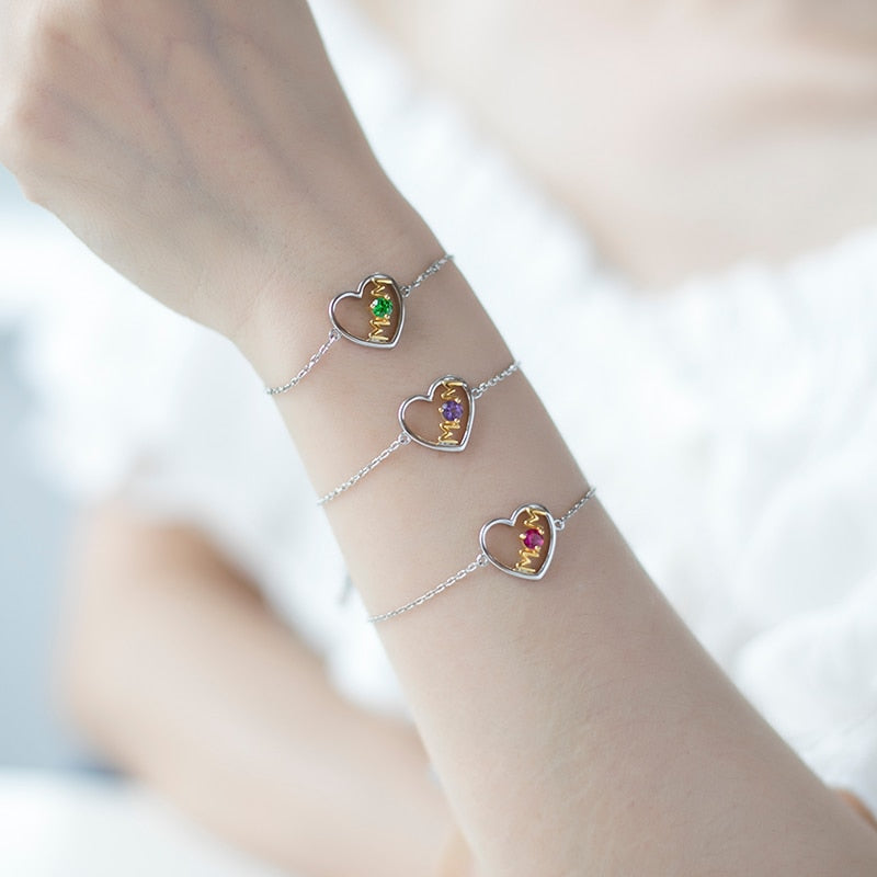 Bracelet Cœur Maman (Mois de Naissance)