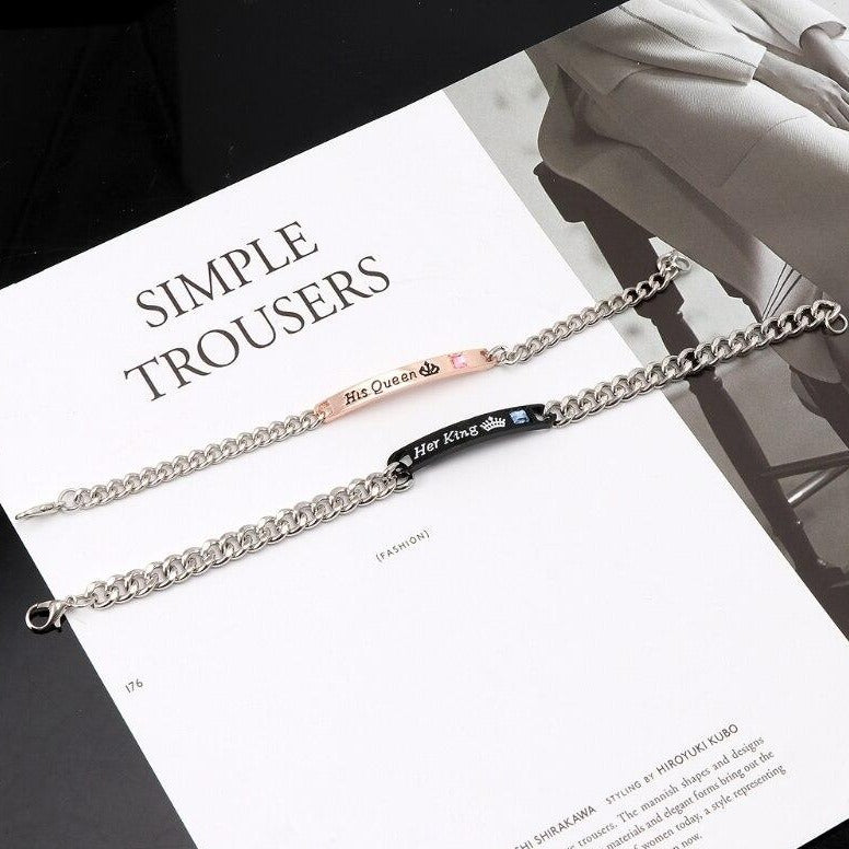 Bracelet Couple King Queen gravé