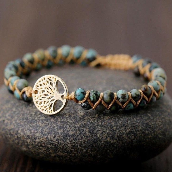 Bracelet Arbre De Vie En Jaspe Vert Naturel