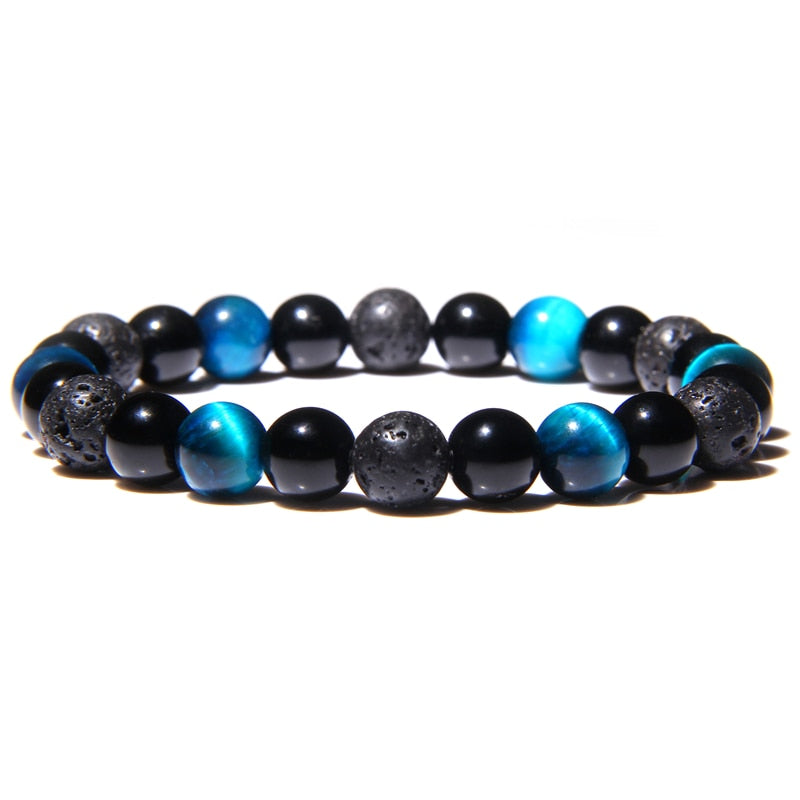 Bracelet De Protection Extrême Œil De Tigre Et Obsidienne Et Hématite