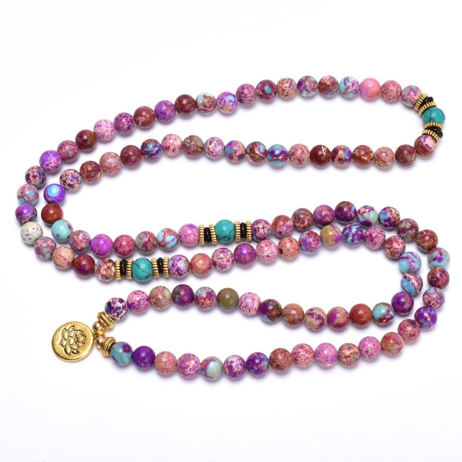 Bracelet Mala Jaspe Empereur (Lotus), bracelet mala 27 perles