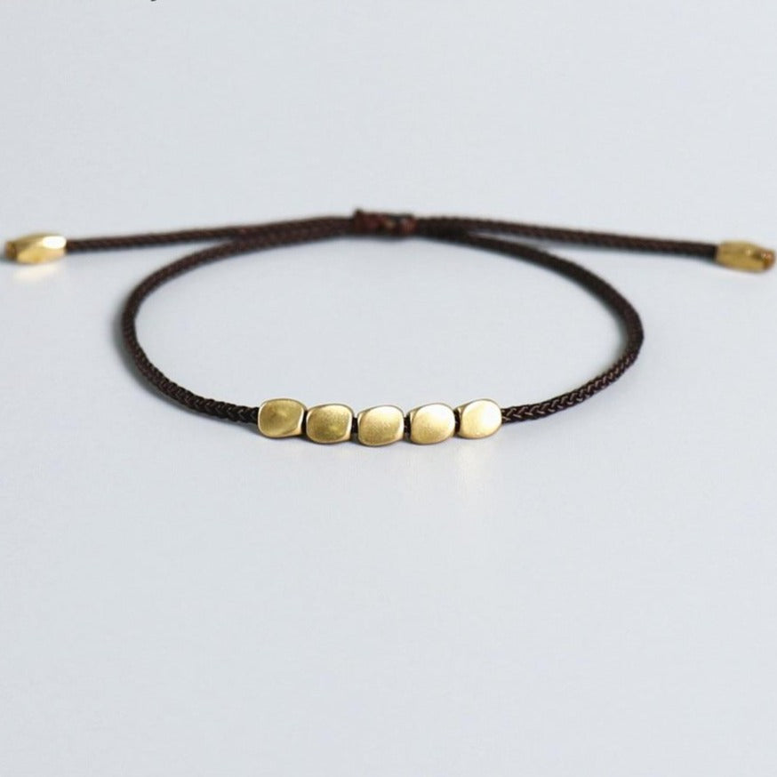 Bracelet Tibétain Tressé Avec Perles De Cuivre