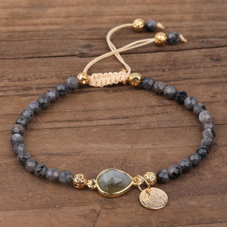 Bracelet Labradorite Grise Naturelle et Véritable