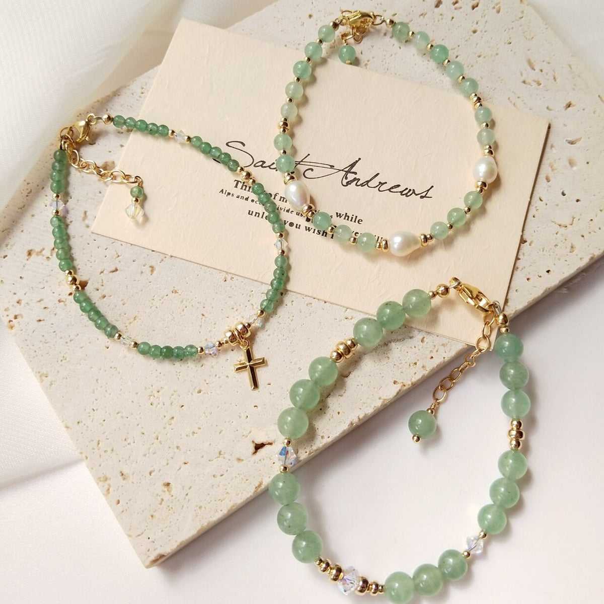 Bracelet En Perles Naturelles D&#39;Aventurine