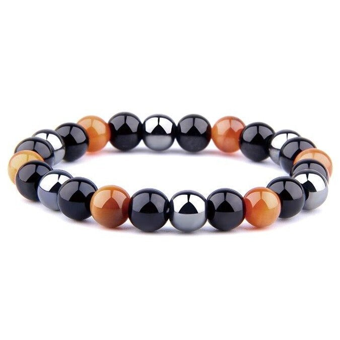 Bracelet De Protection Extrême Œil Du Tigre Et Obsidienne Et Hématite