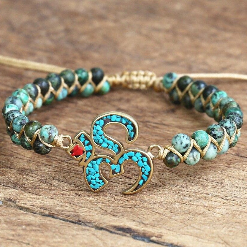 Bracelet Bouddhiste Porte Bonheur vraies pierres