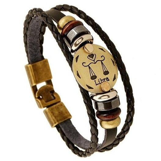 Bracelet Signe Astrologique Homme (Cuir) balance