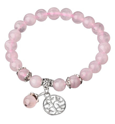 Bracelet En Perles De Quartz Rose