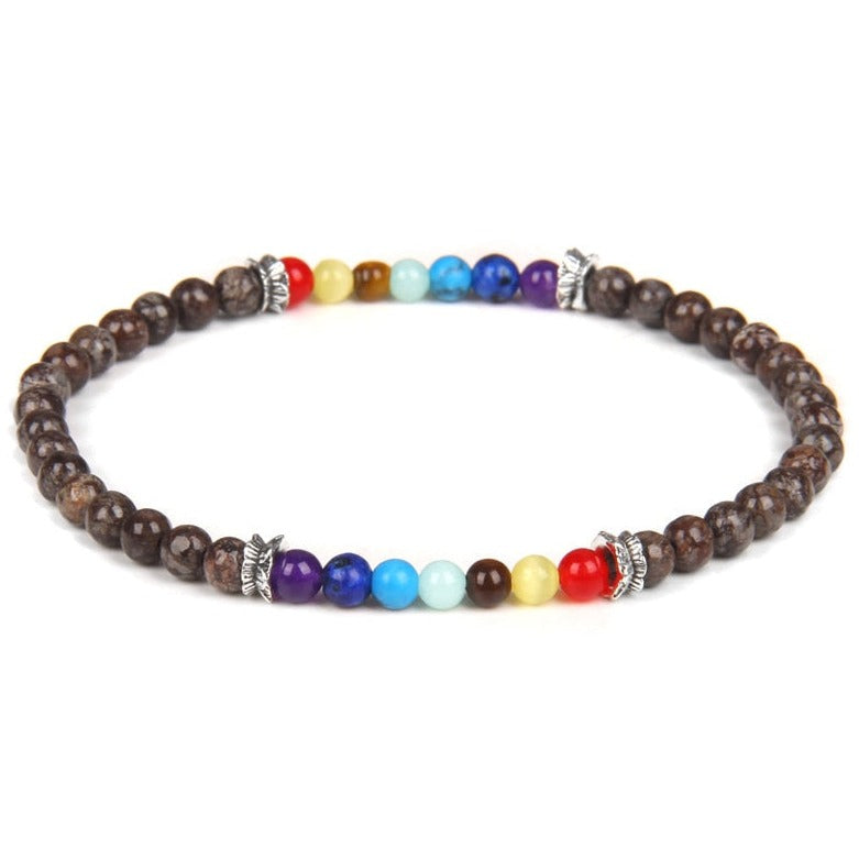 Bracelet Fin 7 Chakras En Perles Naturelles Alia,  bracelet 7 chakras pierre