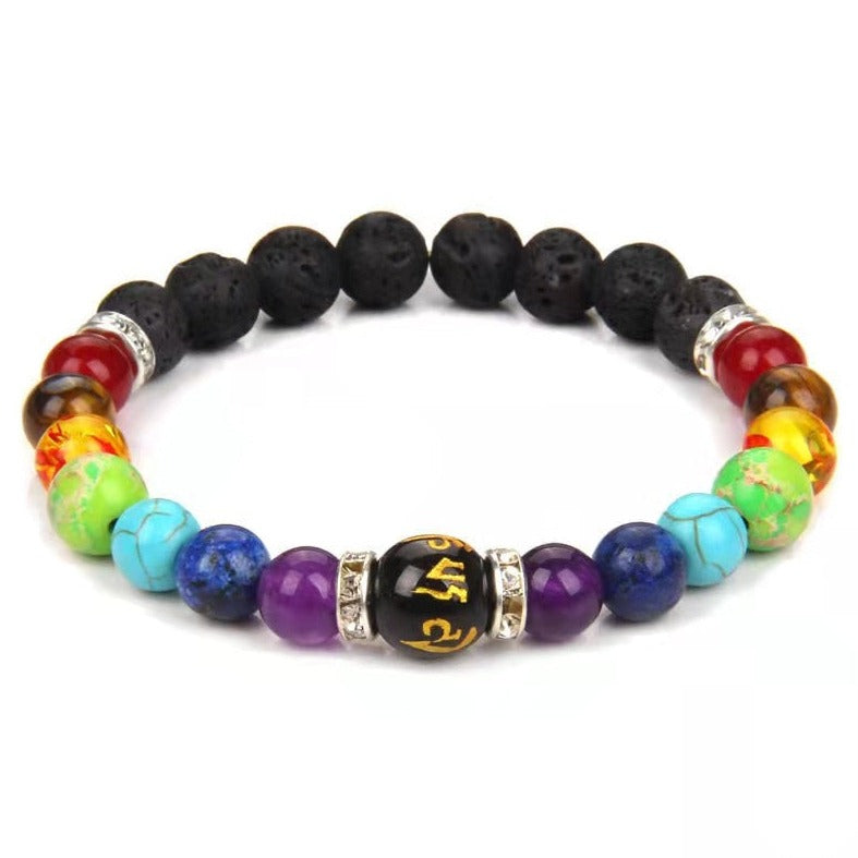 Bracelet 7 Chakras Tibetain Vraies Pierres Naturelles Chloe,  bracelet 7 chakras vraies pierres