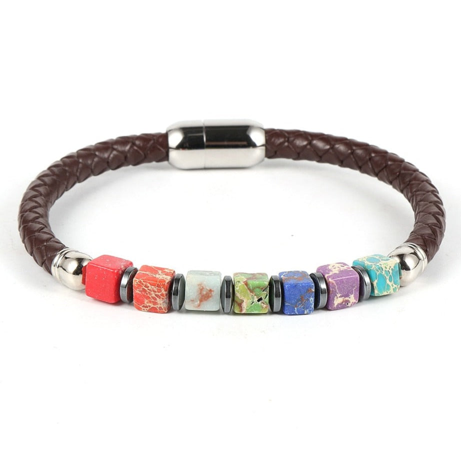 Bracelet 7 Chakras Pour Femme Original Argent,  bracelet 7 chakras pierre