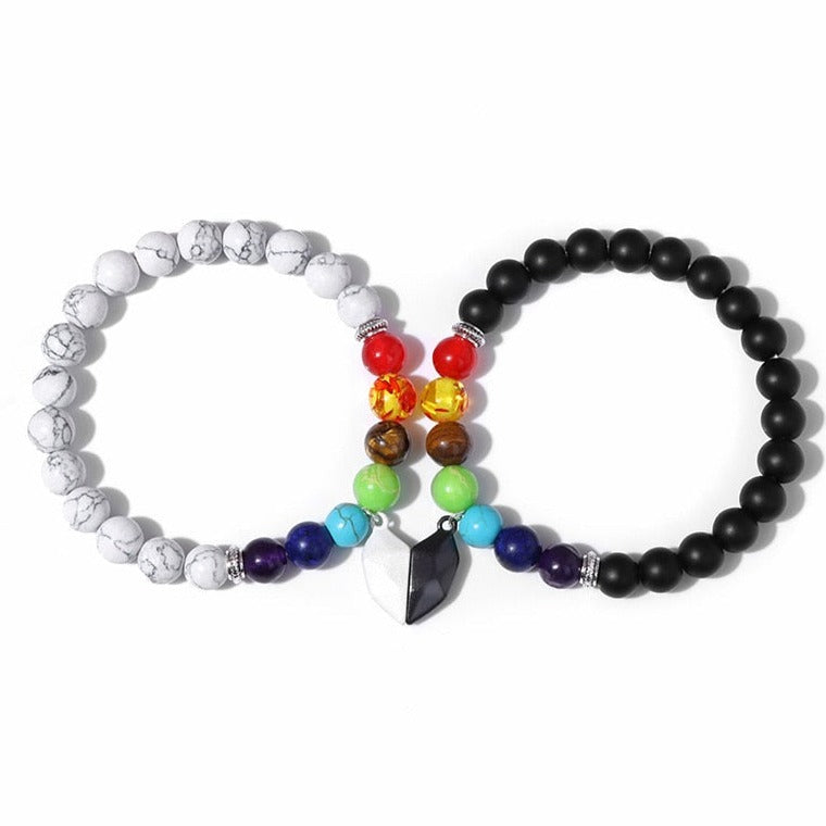 Bracelet 7 Chakras Du Bonheur Pour Couple Tori,  bracelet 7 chakras onyx