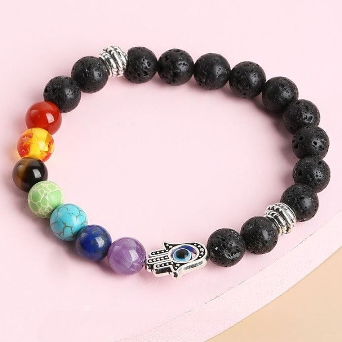 Bracelet 7 Chakras Purification Et Protection Remy, bracelet 7 chakras et pierre de lave