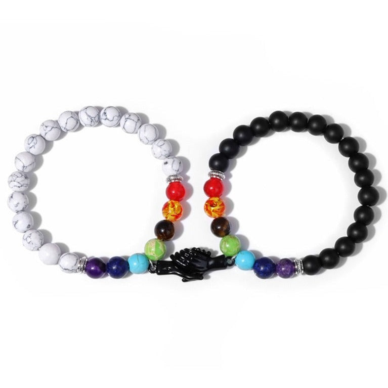 Bracelet 7 Chakras Du Bonheur Pour Couple Eliana,  bracelet 7 chakras vraies pierres