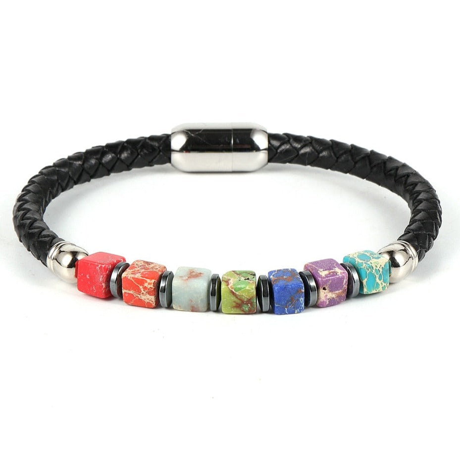 Bracelet 7 Chakras Pour Femme Original Esmeralda,  bracelet equilibre 7 chakras homme