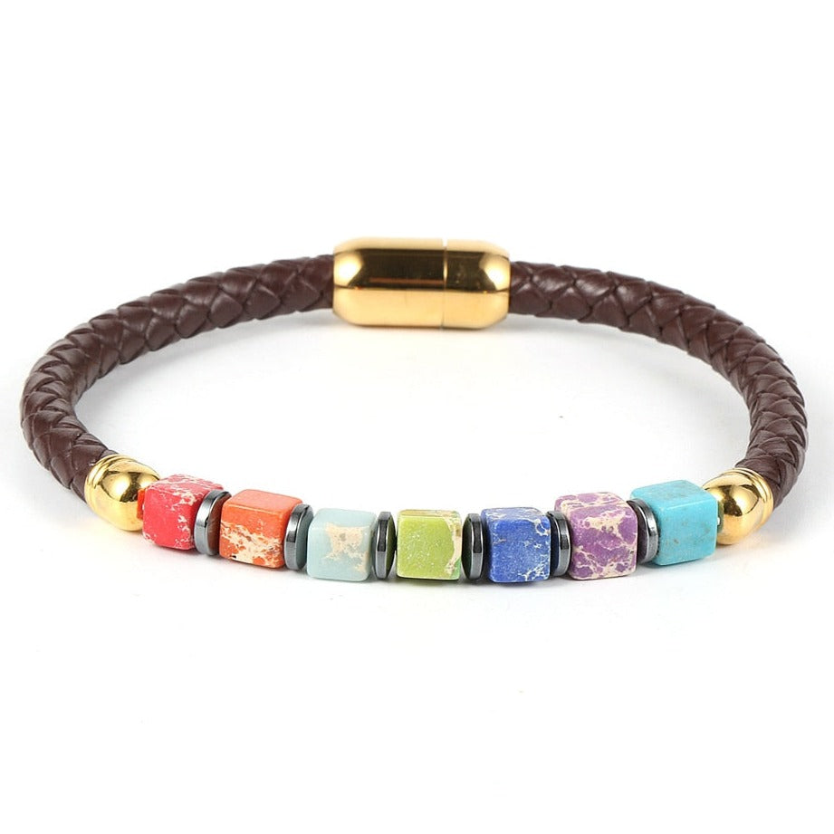 Bracelet 7 Chakras Pour Femme Original Or,  bracelet 7 chakras howlite