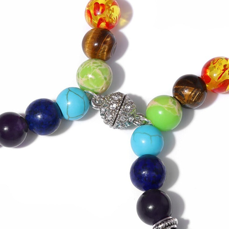 Bracelet 7 Chakras Du Bonheur Pour Couple Royal,  bracelet 7 chakras 6mm