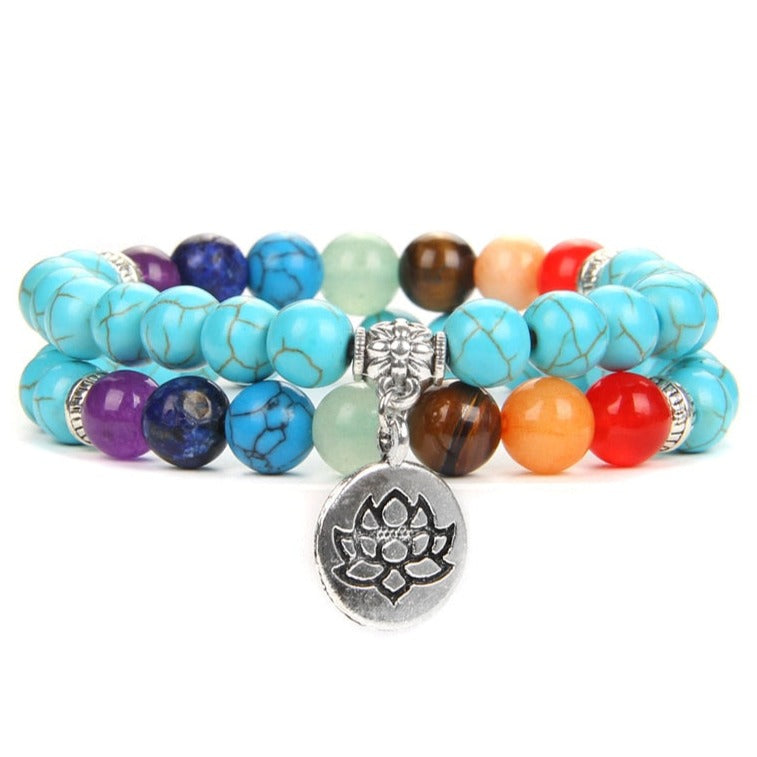 Bracelet 7 Chakras Du Bonheur Lotus Violet,  bracelet 7 chakras homme