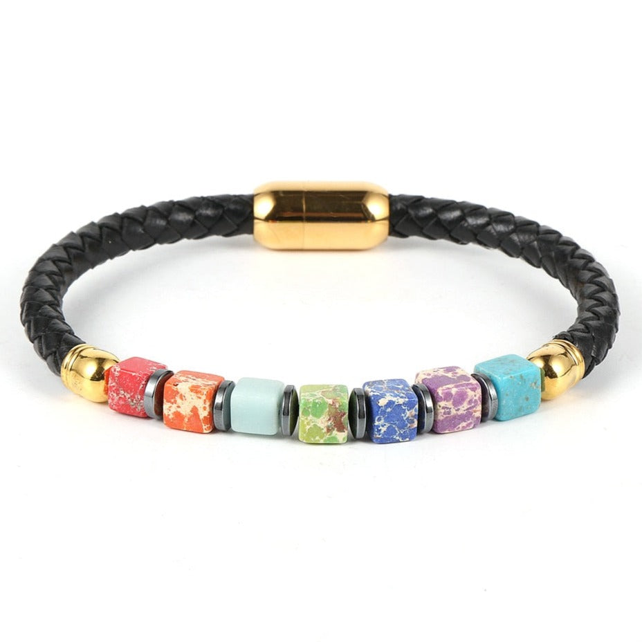 Bracelet 7 Chakras Pour Femme Original Norah,  bracelet 7 chakras oeil de tigre purification