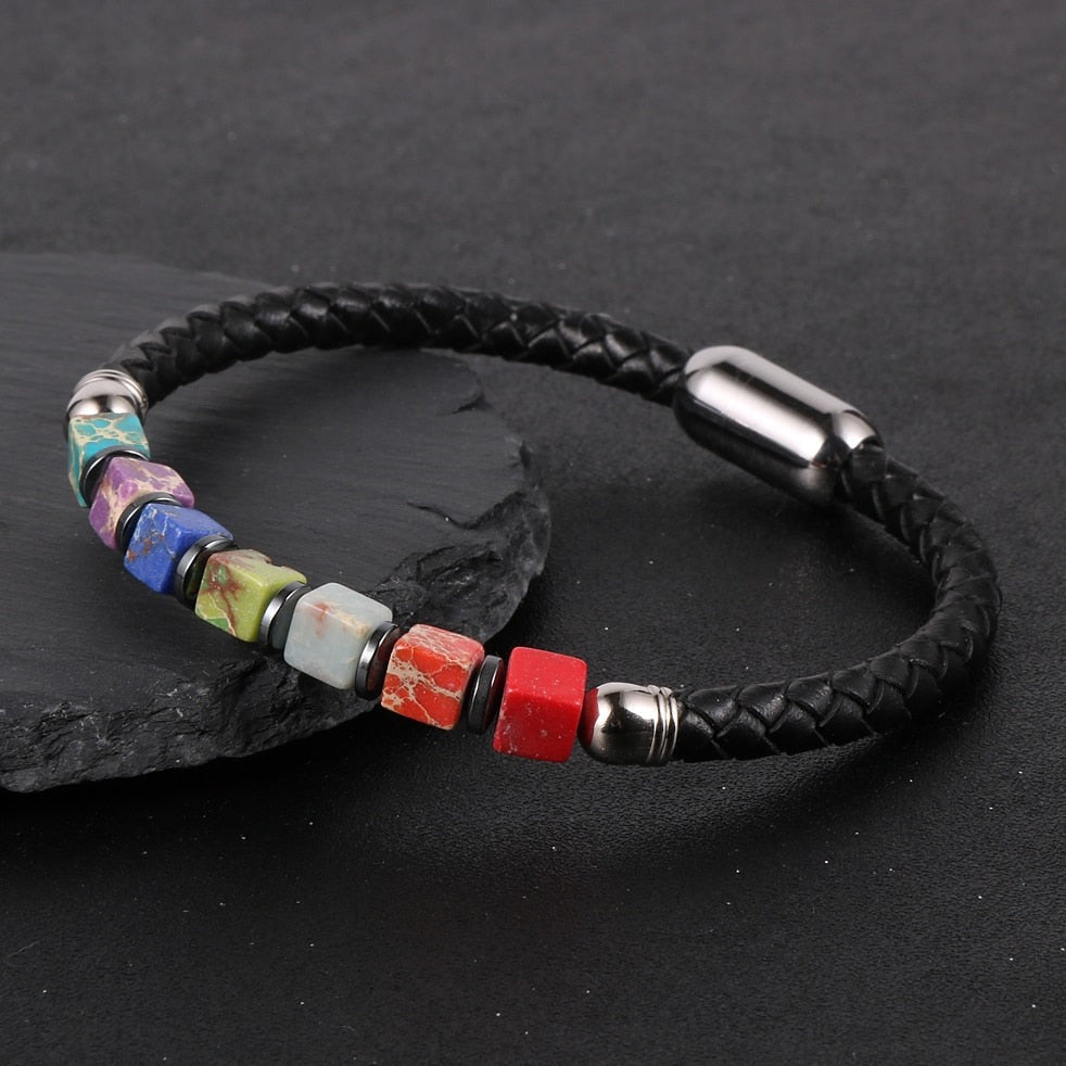 Bracelet 7 Chakras Pour Femme Original Esmeralda,  bracelet 7 chakras vraies pierres naturelles