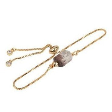 Bracelet En Quartz Rose Et Or pierre naturelle