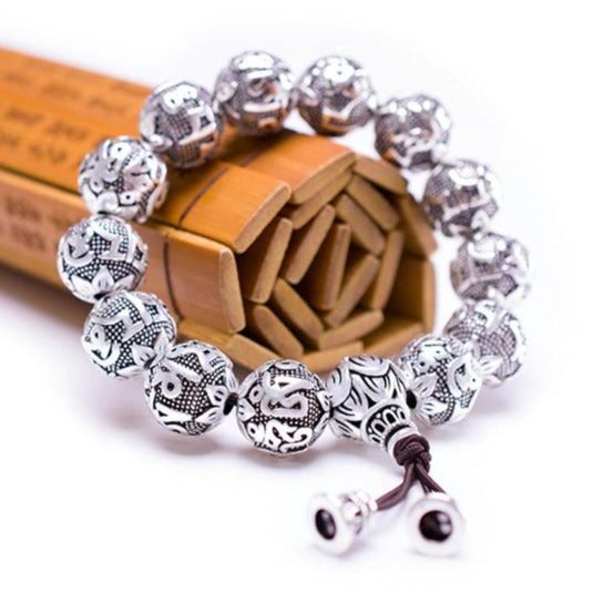 Bracelet Bouddhiste En Argent Tibétain