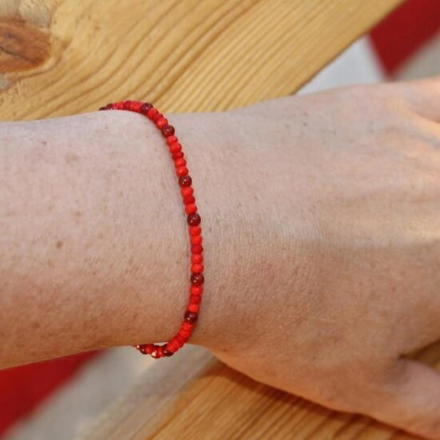 Bracelet En Agate Rouge Naturelle